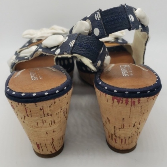 Sperry Top Sider Polka Dot Slingback Corked Wedges - Picture 3 of 3